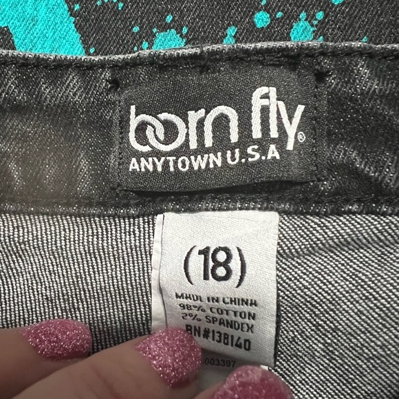 Born Fly colorful Pain Splatter gray Jeans Size 18 - Picture 5 of 6